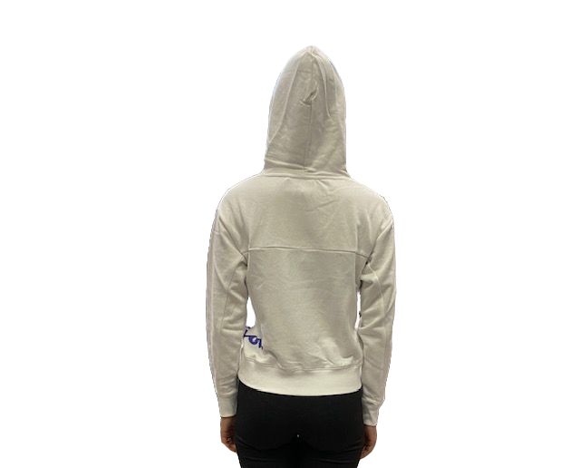 Champion Felpa da ragazza con cappuccio e stampa laterale 404513 WW001 bianco