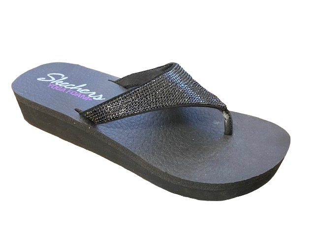 Skechers infradito donna con zeppa Vinyasa Nam On 38644/BBK black