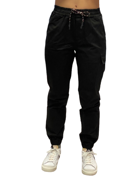 Hangar93 Pantalone militare in cotone con 1 tasca laterale Z2641J NRO01 nero