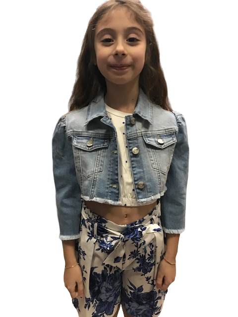 Please Giubbino in jeans da ragazza JB14F83G49 1670 blu denim