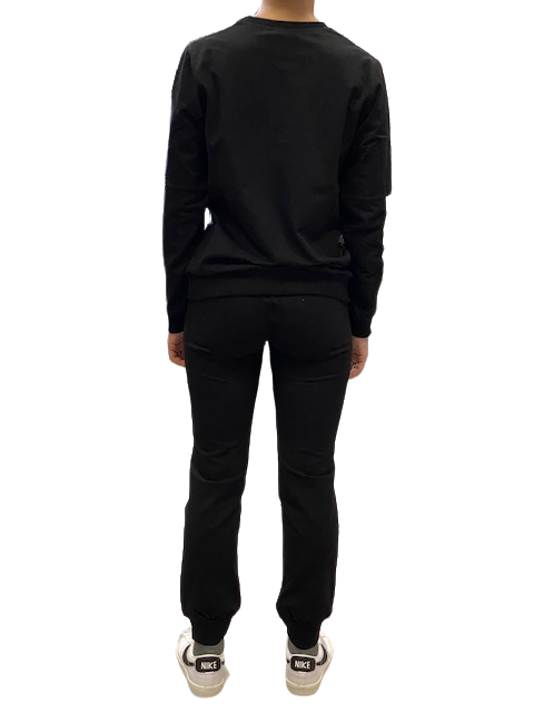 Hangar93 Tuta da ragazzo in cotone garzato con felpa girocollo e pantalone con elastico al fondo Z2771J NER01 nero