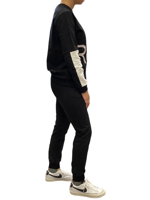 Hangar93 Tuta da ragazzo in cotone garzato con felpa girocollo e pantalone con elastico al fondo Z2771J NER01 nero