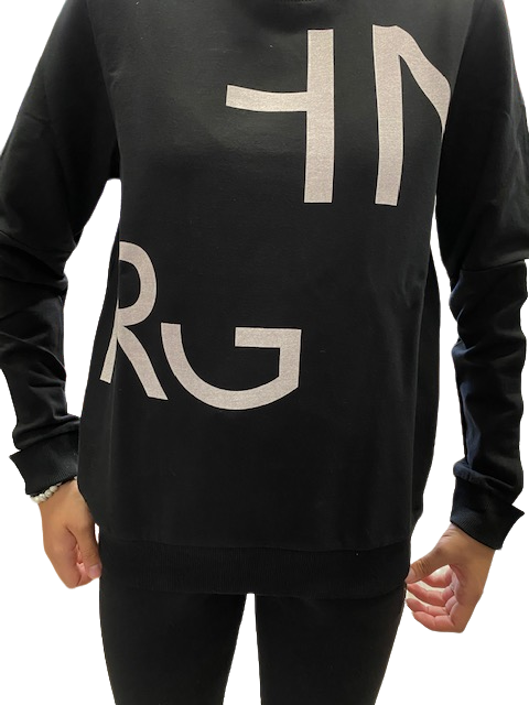 Hangar93 Tuta da ragazzo in cotone garzato con felpa girocollo e pantalone con elastico al fondo Z2771J NER01 nero
