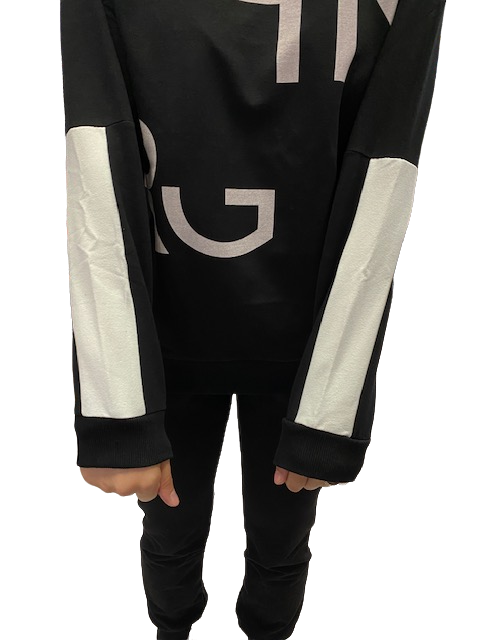 Hangar93 Tuta da ragazzo in cotone garzato con felpa girocollo e pantalone con elastico al fondo Z2771J NER01 nero