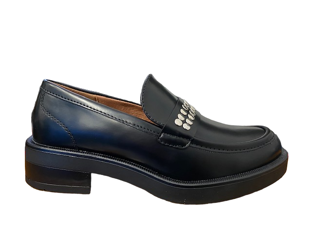 CafèNoir scarpa mocassino da donna in similpelle spazzolata con accessorio C1EA9702 N001 nero