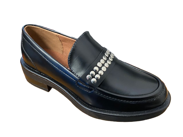 CafèNoir scarpa mocassino da donna in similpelle spazzolata con accessorio C1EA9702 N001 nero