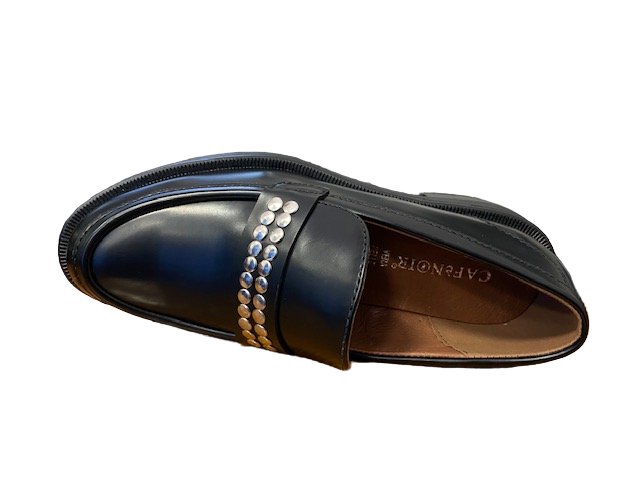 CafèNoir scarpa mocassino da donna in similpelle spazzolata con accessorio C1EA9702 N001 nero