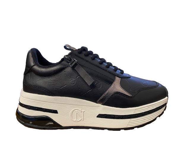 CafèNoir Sneakers da donna in pelle con cerniera C1DB1020 N001 nero