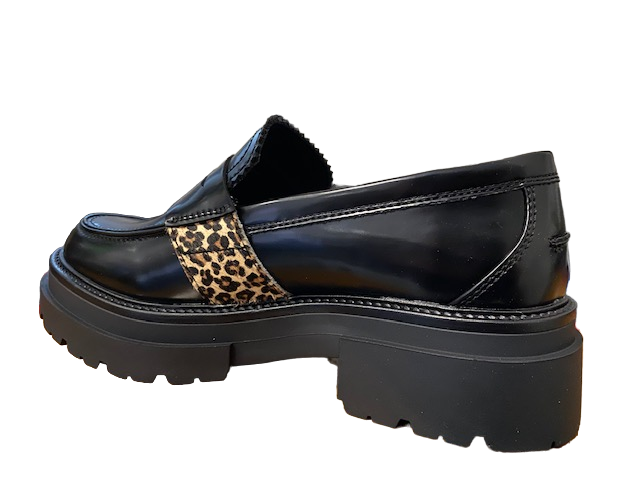 CafèNoir scarpa mocassino da donna con riporto in cavallino maculato C1EC9010 N001 nero