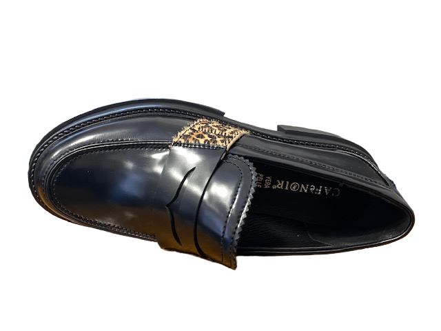 CafèNoir scarpa mocassino da donna con riporto in cavallino maculato C1EC9010 N001 nero