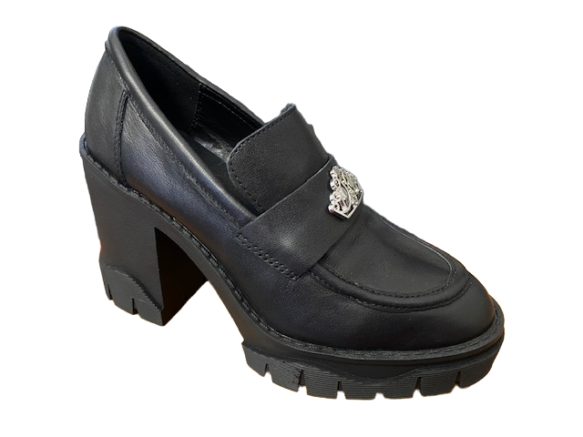 Fornarina Mocassino da donna con tacco Lisbona 7 black