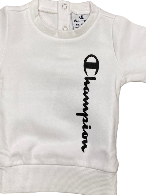 Champion Tuta infant felpa girocollo pantalone con polsino 404504 WW001 wht/bnk bianco-nero