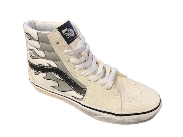 Vans scarpa Sneakers alta per uomo e donna Sk8 Hi VN0005U9W001 rifrangente fiamma bianca