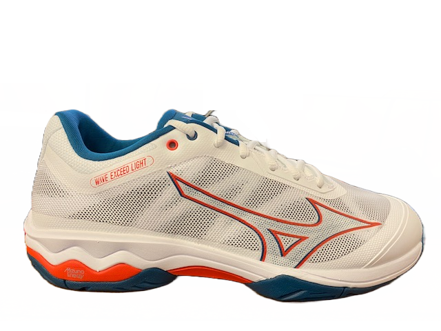 Mizuno Wave Exceed Light AC scarpa da tennis 61GA221830 white-cherry tomato-morrocan blue