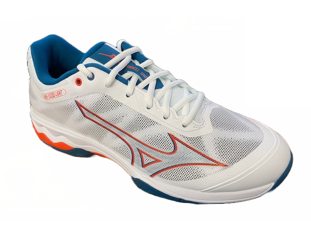 Mizuno Wave Exceed Light AC scarpa da tennis 61GA221830 white-cherry tomato-morrocan blue