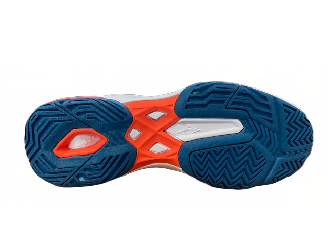 Mizuno Wave Exceed Light AC scarpa da tennis 61GA221830 white-cherry tomato-morrocan blue