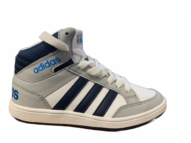 Adidas scarpa sneakers da ragazzo Hoops Mid B74657 bianco-grigio