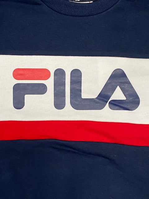 Fila Felpa girocollo da bambino Carl Blocked Crew Sweat 688019 G06 blu scuro-rosso-bianco