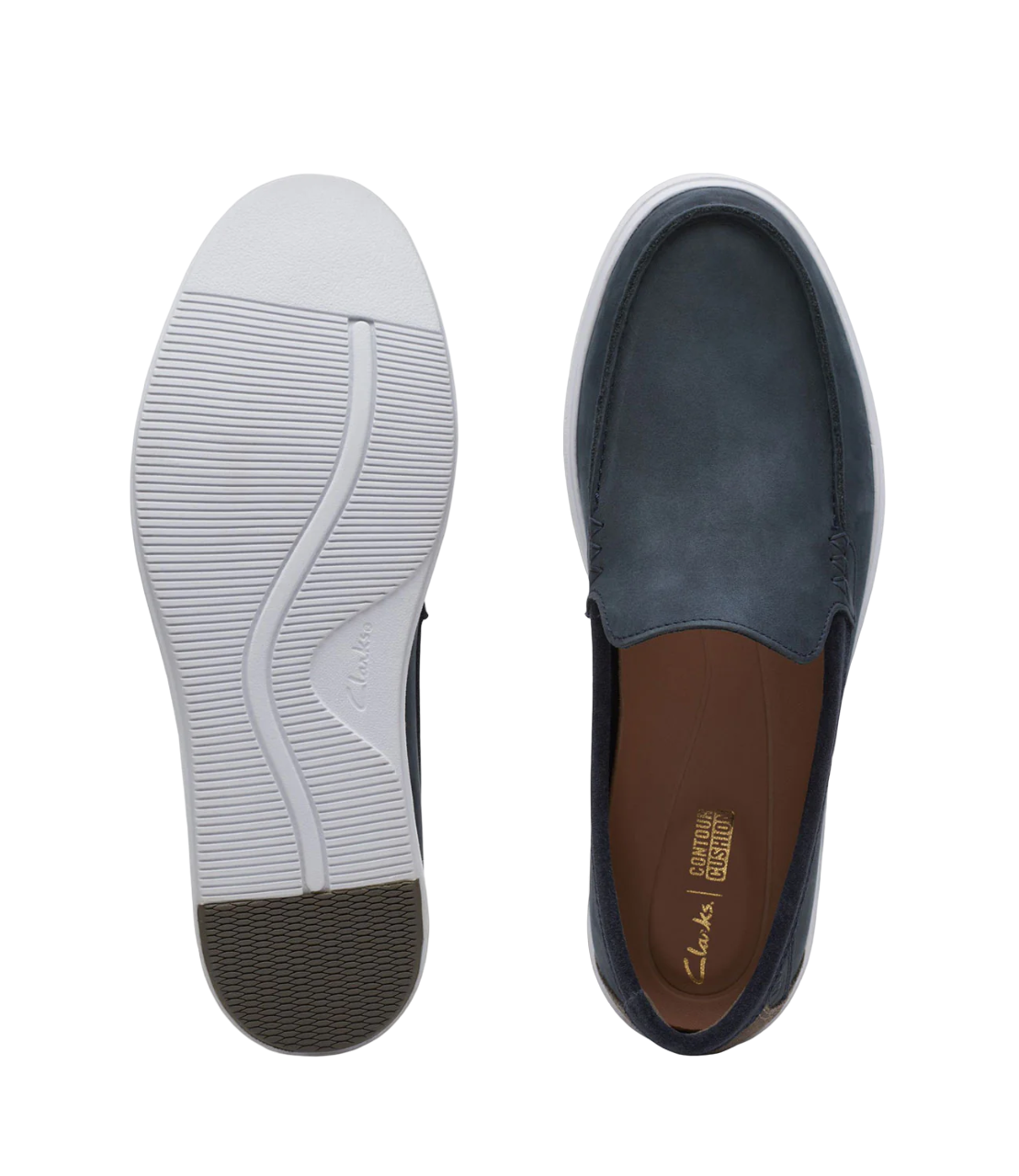 Clarks scarpa casual da uomo Bratton Loafer 172448 navy nubuck