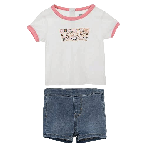 Levi's Kids completino infant maglietta manica corta e pantaloncino in jeans 1EH296-W51 bianco blu