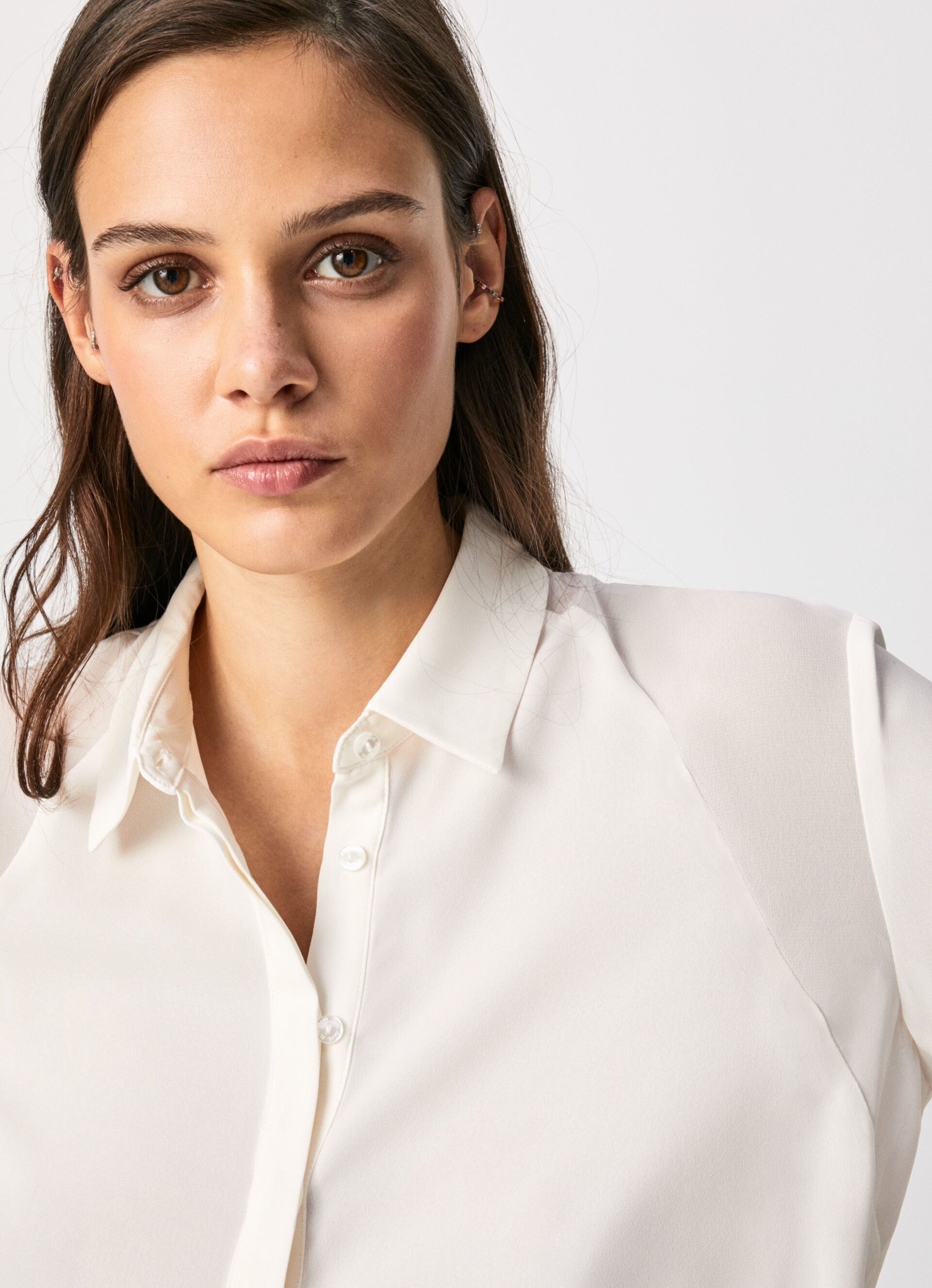 PepeJeans Camicia Satinata Lulu PL304050 OFF WHITE