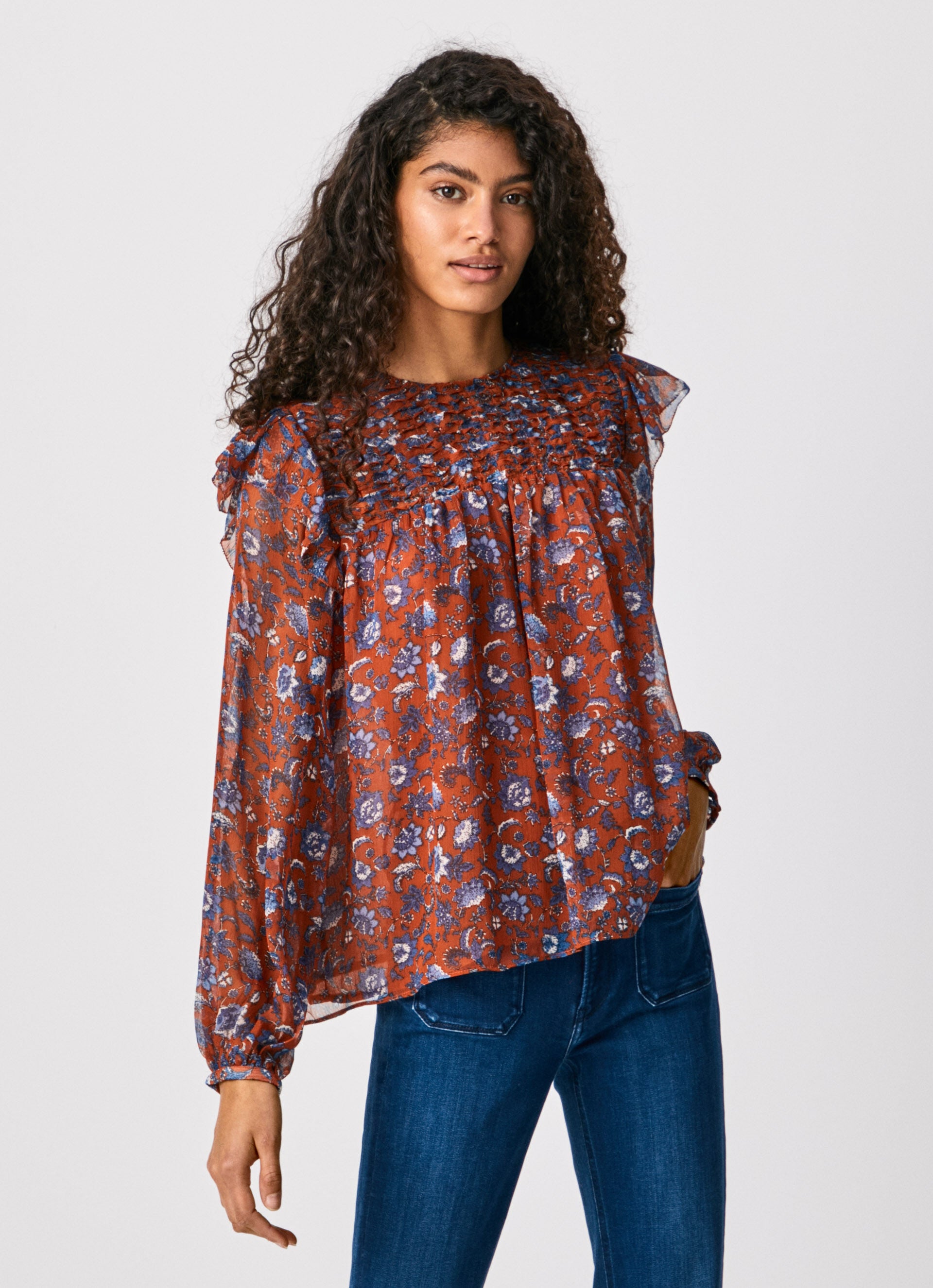PepeJens Blusa Boho con Fiori Aitana PL304131 multi
