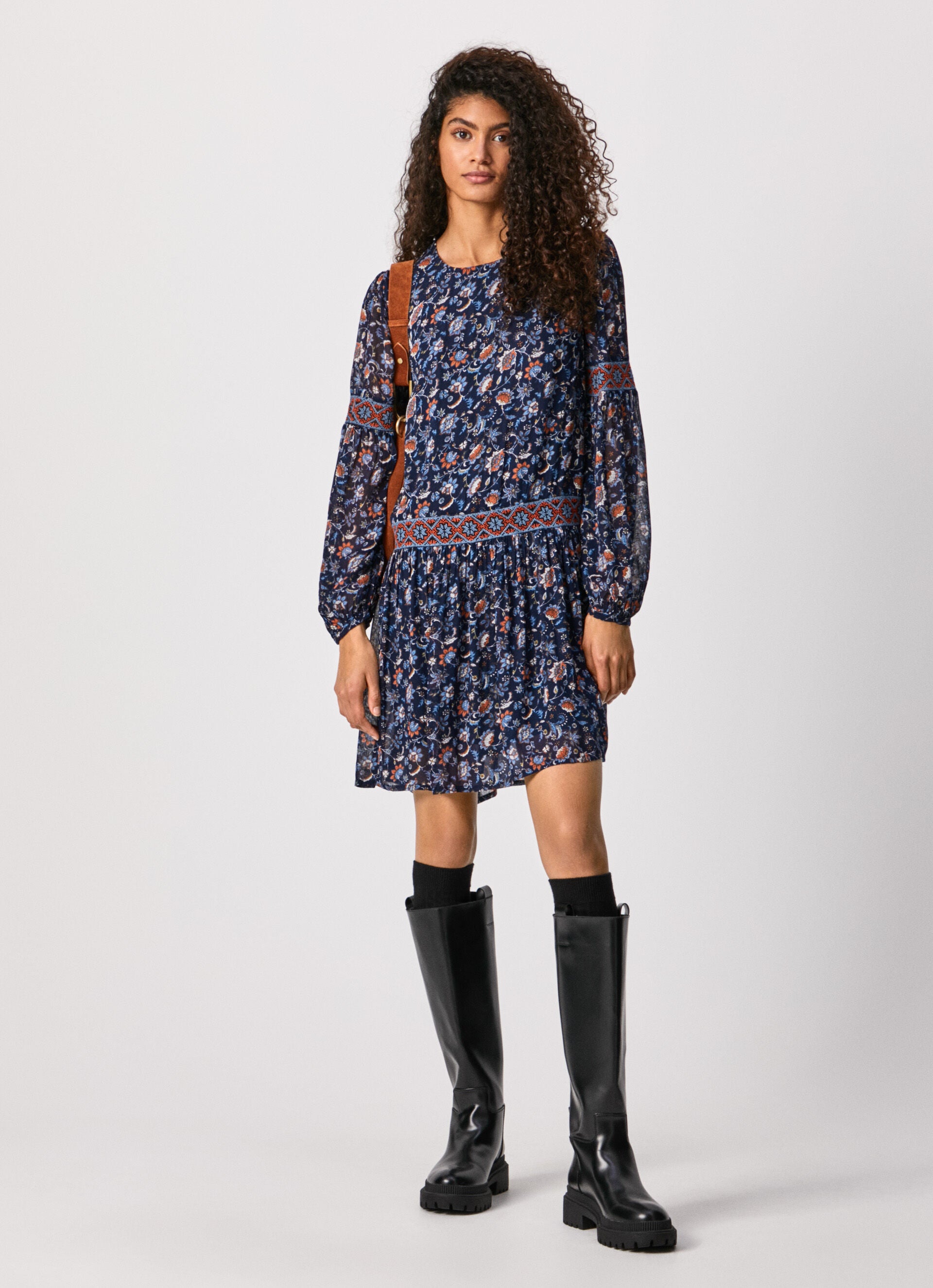PepeJeans Adelia Vestito Folk con stampa Floreale PL952891 multi
