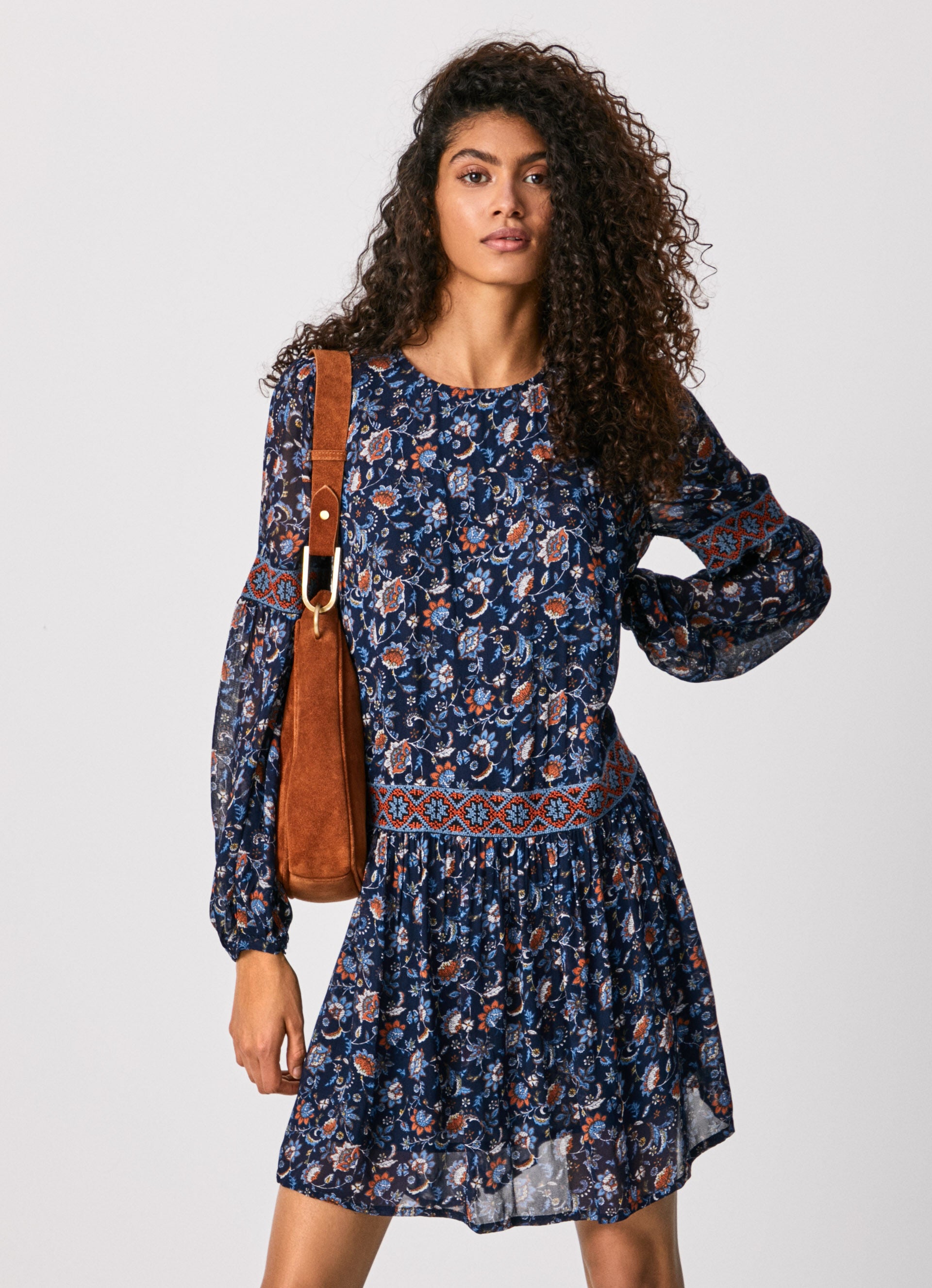 PepeJeans Adelia Vestito Folk con stampa Floreale PL952891 multi