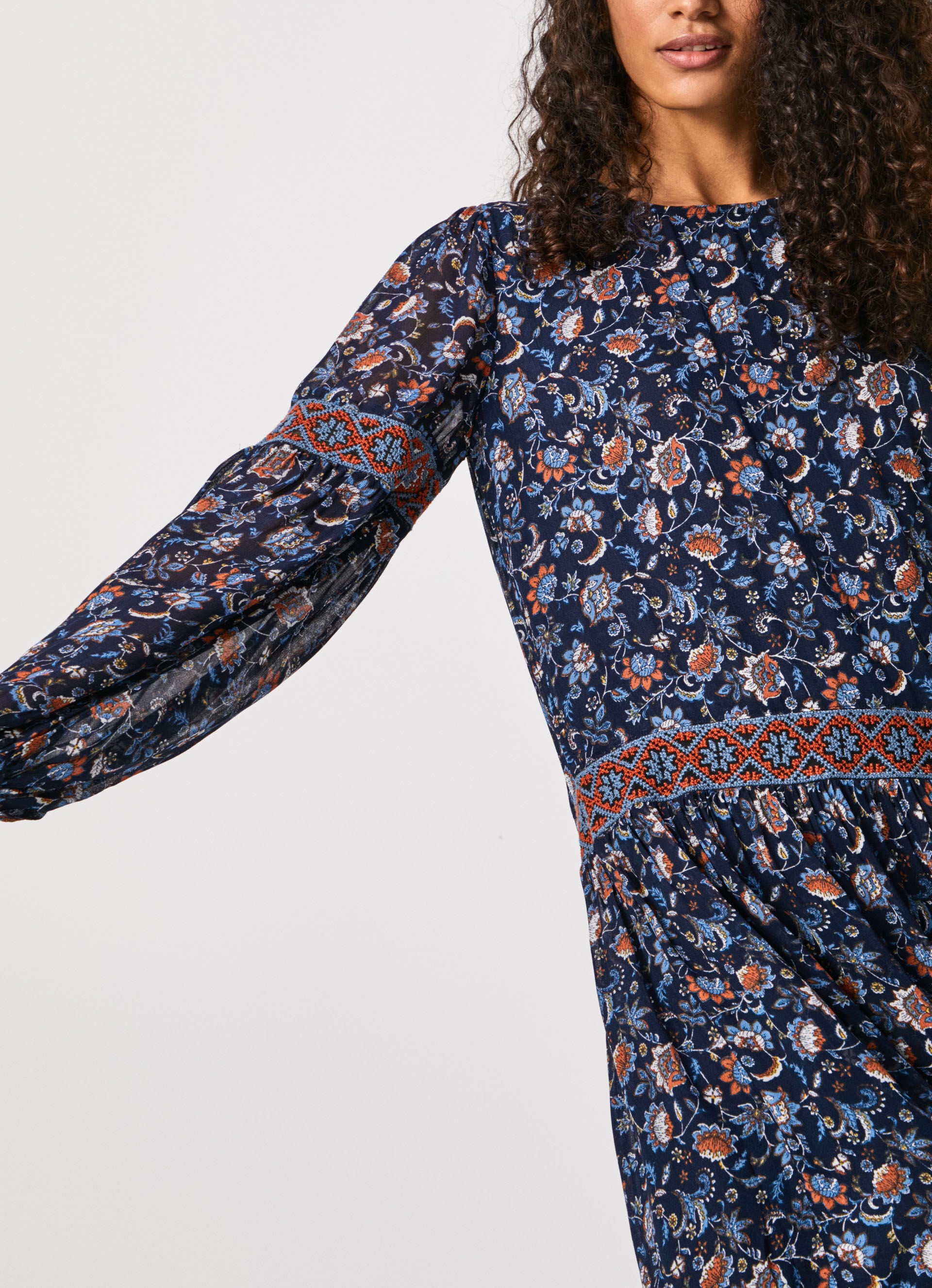 PepeJeans Adelia Vestito Folk con stampa Floreale PL952891 multi