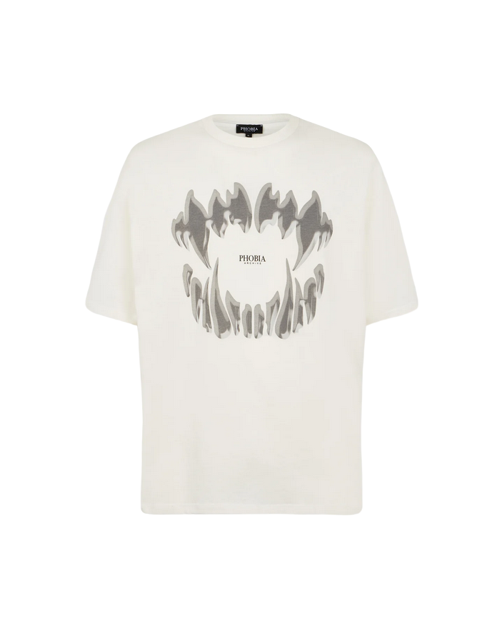 Phobia T-shirt unisex bianca con Morso del Demone PH00198 bocca grigia