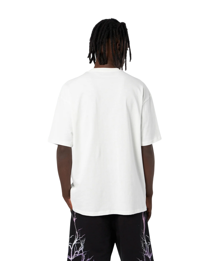 Phobia T-shirt unisex bianca con fulmini viola grigi fuxia PH00108PUGRFU