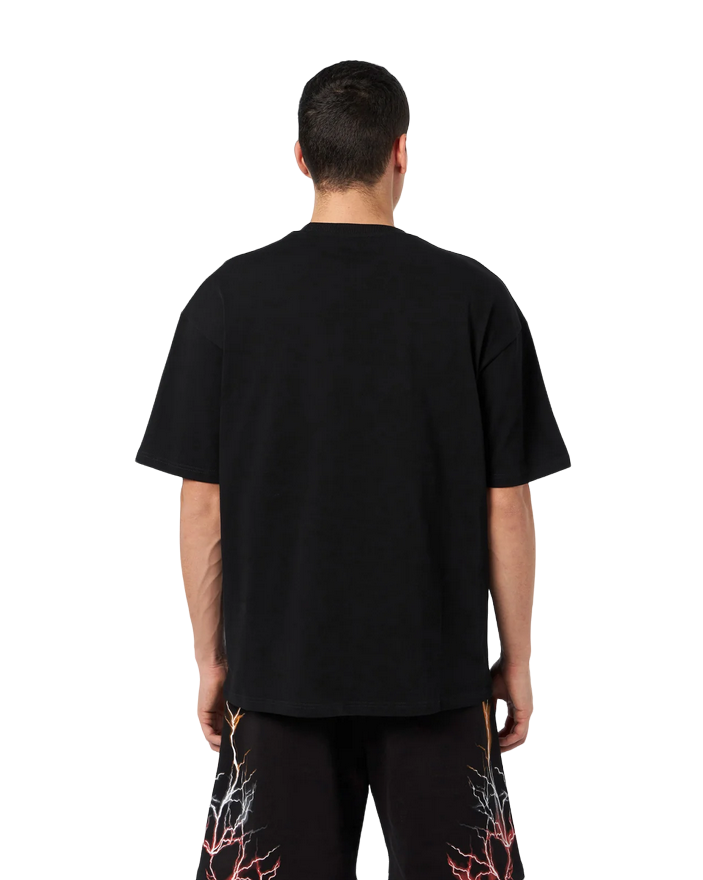 Phobia T-shirt unisex nera con fulmini rossi grigi arancioni PH00106REDGROR