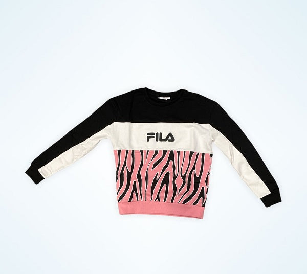 Fila Felpa Women Emerin Blocked Crew Sweat 689125 B441 black-poney allover-bright white