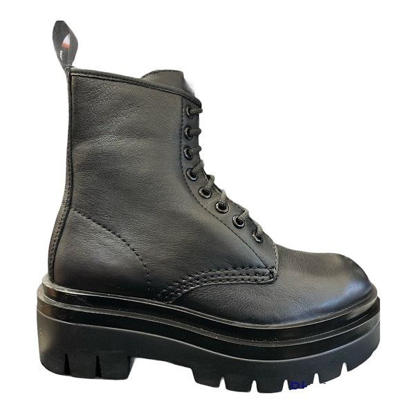 Shooters Anfibio alto 8 fori vera pelle suola platform roccia S16005-01 nero