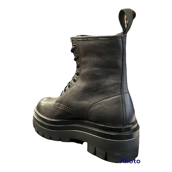 Shooters Anfibio alto 8 fori vera pelle suola platform roccia S16005-01 nero