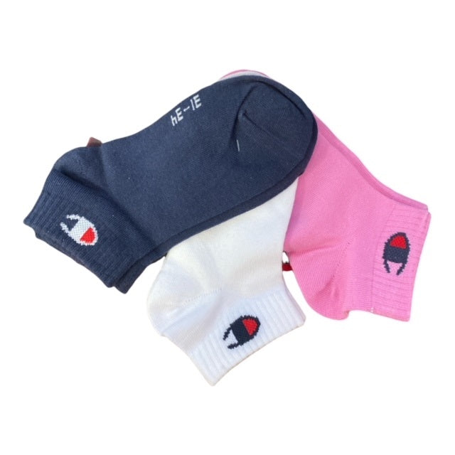 Champion Calzino Quarter Logo al malleolo U34576 PS009 confezione da 3 paia pink-white-navy