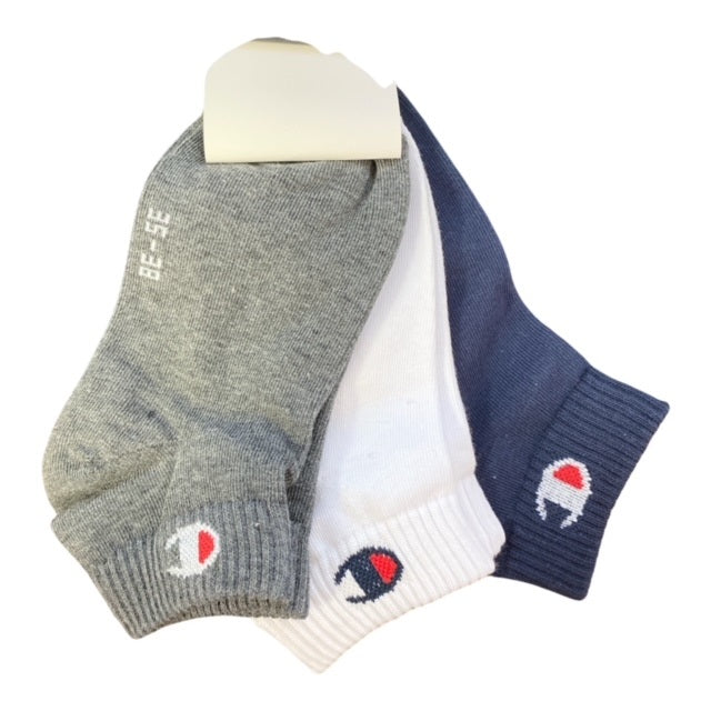 Champion calzini unisex Sneaker Socks 3 paia 10100382 U24559 BS501 blu-bianco-grigio