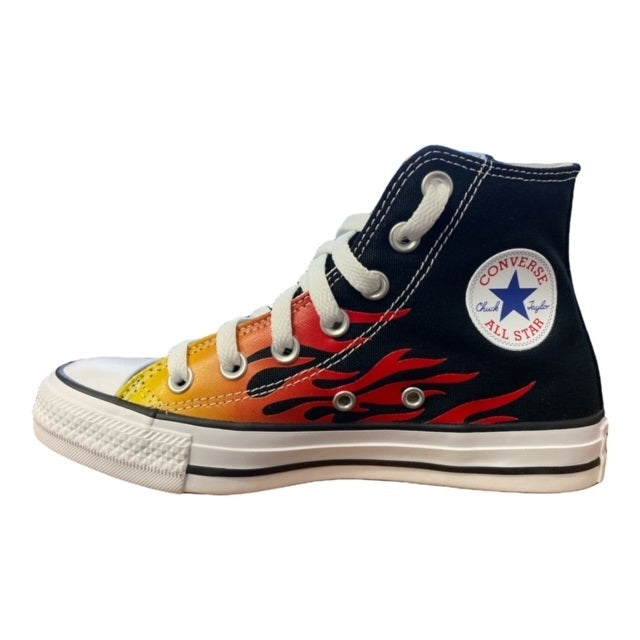 Converse scarpa sneakers alta con fantasia fiamme Chuck Taylor All