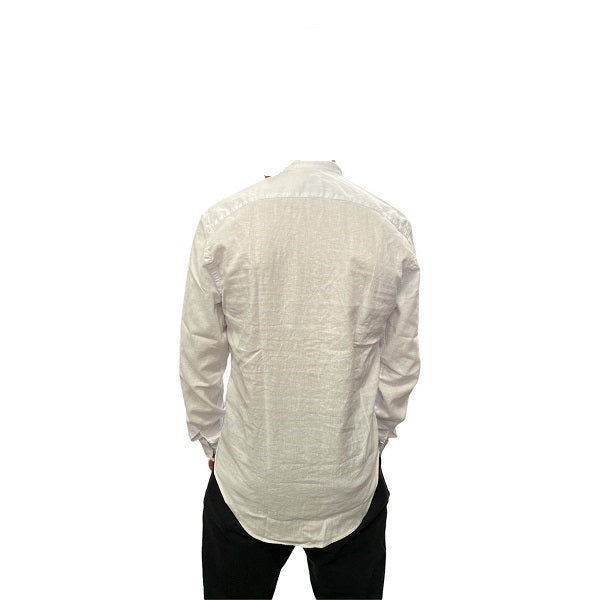 Bomboogie Camicia in lino collo coreana SM 6401 T LITP 00 white