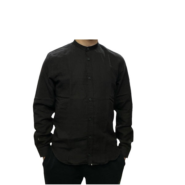 Censured camicia da uomo in lino collo coreana SM3693T LISM90 black