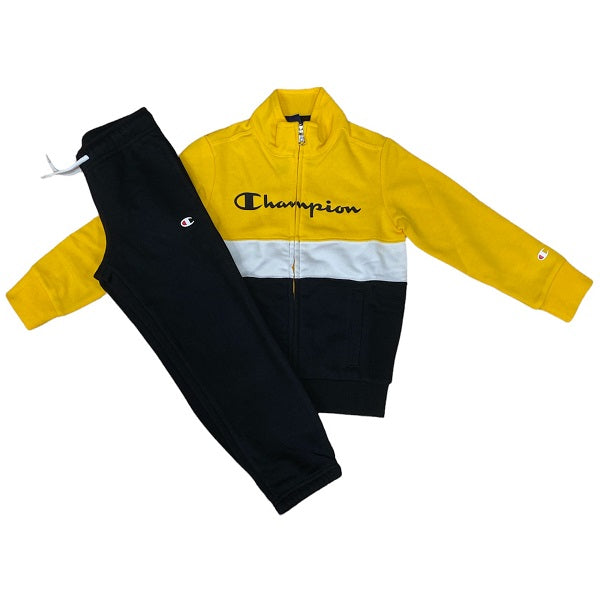 Champion Tuta sportiva garzata da ragazzo Full Zip 306036 YS011 LCO giallo bianco nero