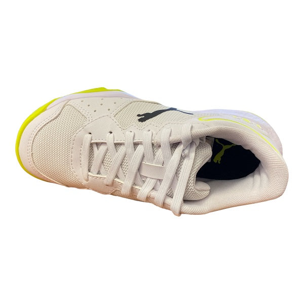 Puma scarpa da tennis padel da ragazzi Solarsmash RCT Jr 106950 01 bianco-nero-giallo
