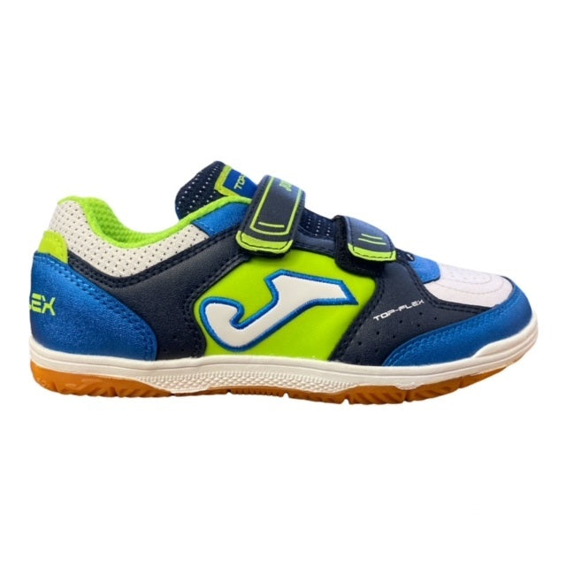Joma scarpa da calcetto indoor da bambino con velcro Top Flex 704 blu bianco