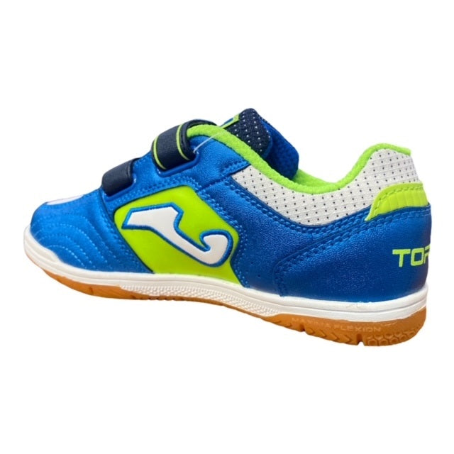 Joma scarpa da calcetto indoor da bambino con velcro Top Flex 704 blu bianco
