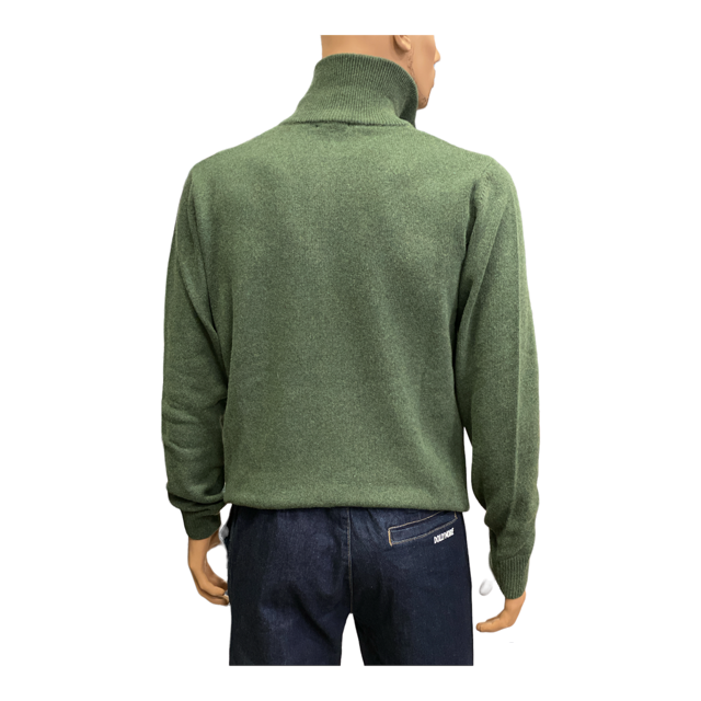 Storie Italiane Maglia da uomo a collo alto mezza zip Erba/30Z verde foresta
