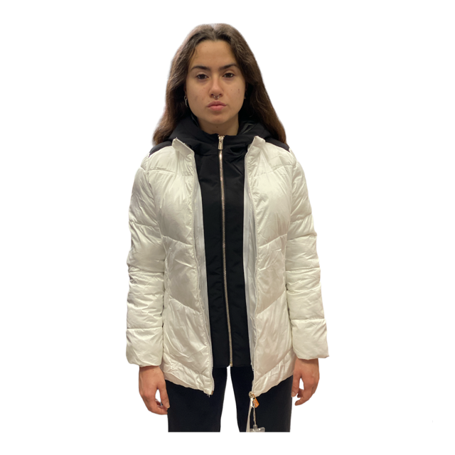 Yes Zee Cappotto Bimba con Cappuccio O006/QVJJ 0101 bianco perla