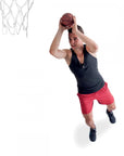 Canestro basket mini Pure 2Improve Fun Hoop Classic P2I100210 montato sopra porta con tabellone e pallone, dimostrazione