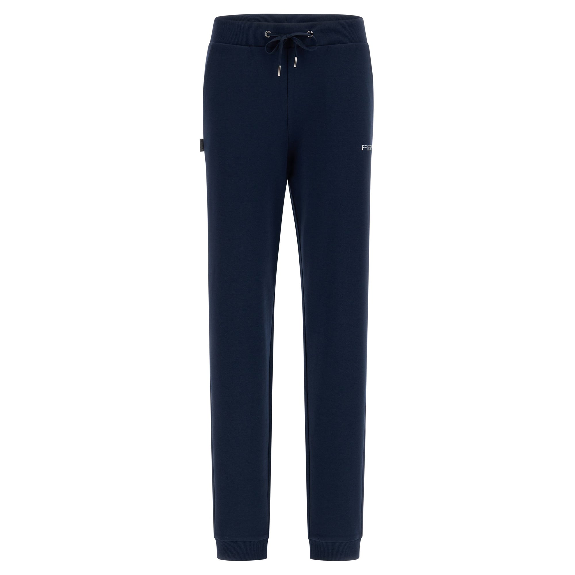 Freddy pantalone sportivo in interlock con stampa in argento e fondo con polsino S3WBCP8 B94 blu navy