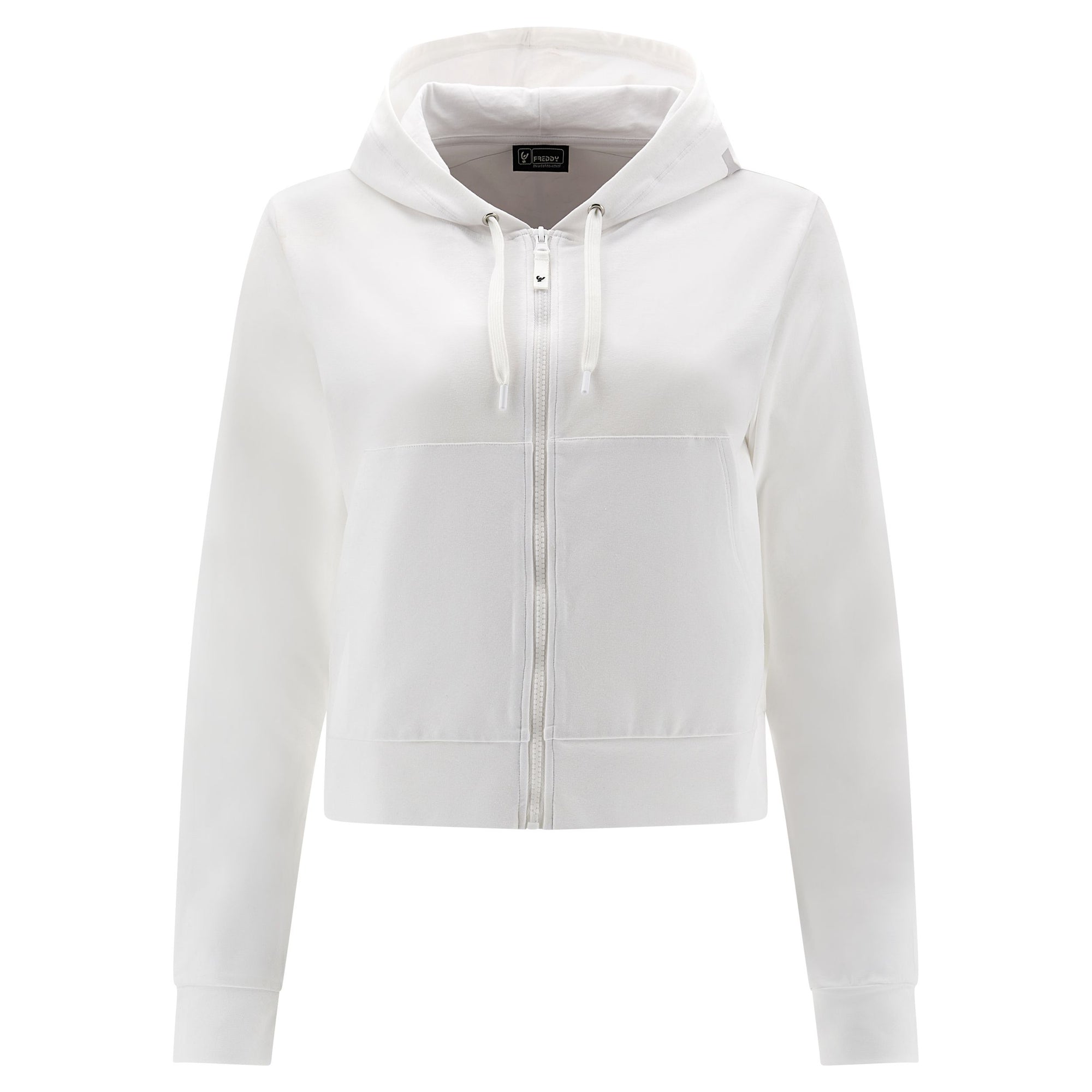 Freddy Felpa da donna cropped Full Zip con cappuccio S3WMVS1 W white