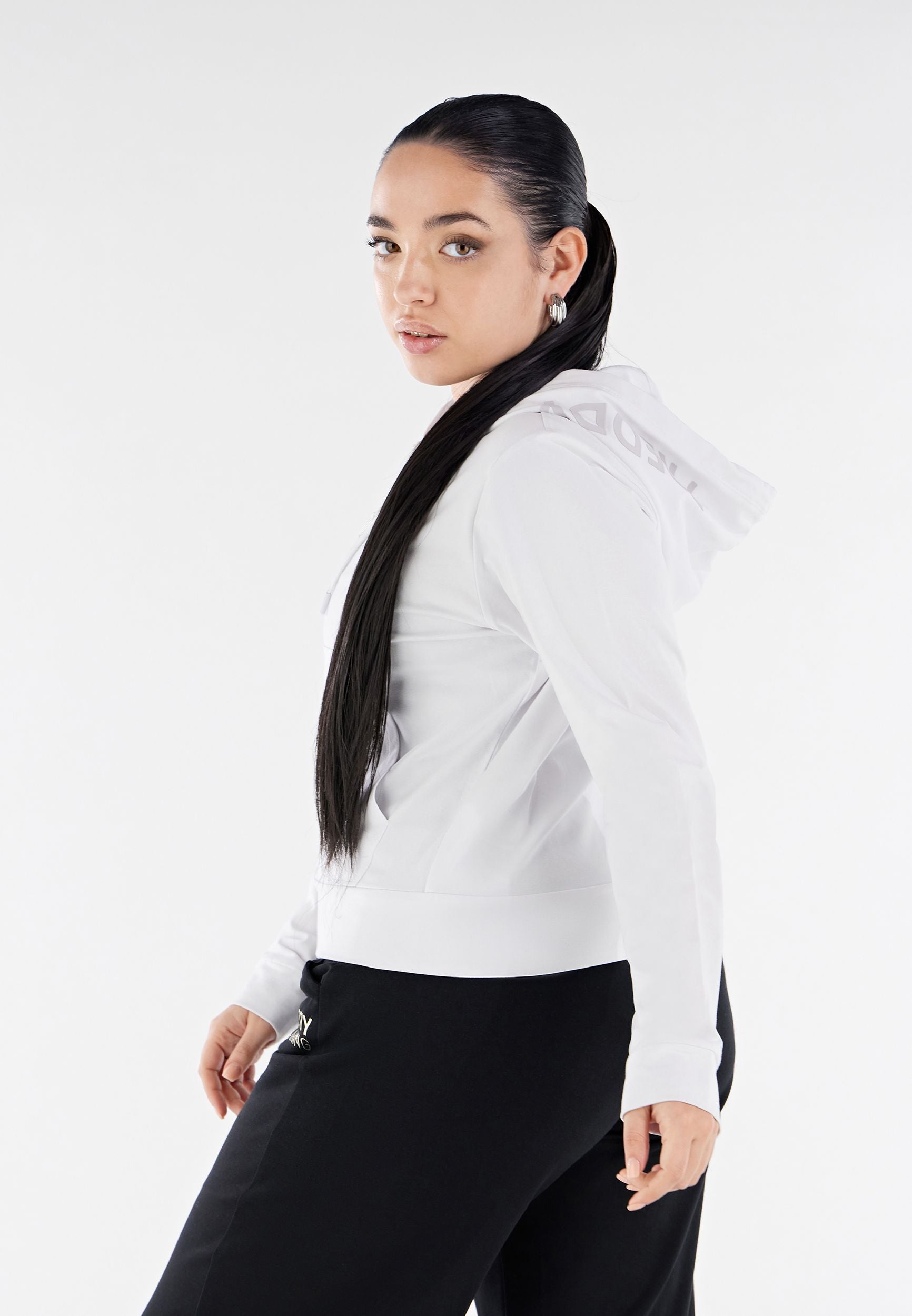 Freddy Felpa da donna cropped Full Zip con cappuccio S3WMVS1 W white